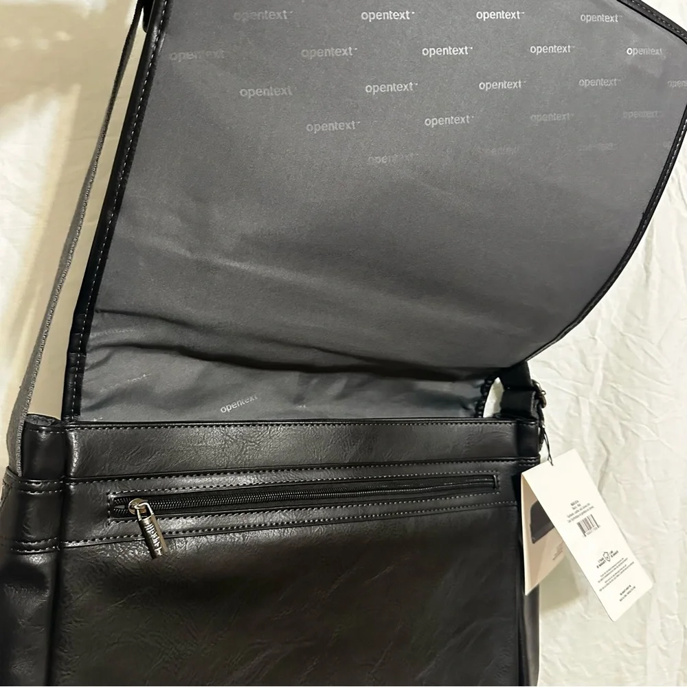 Bugatti Black Leather Messenger Bag
